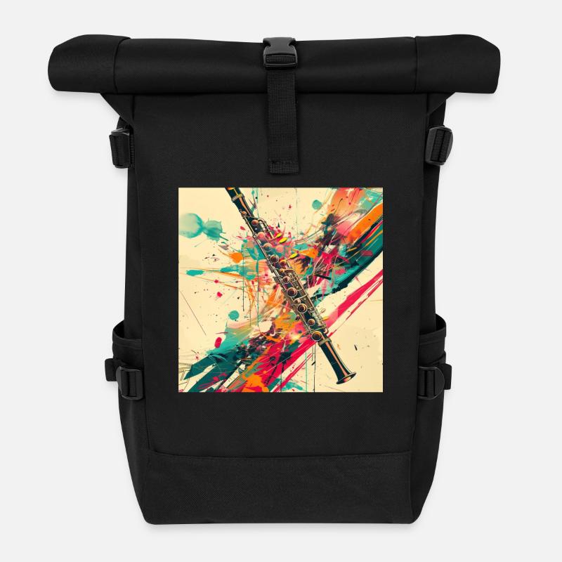 Flûte traversière - Sac à dos roll top - noir