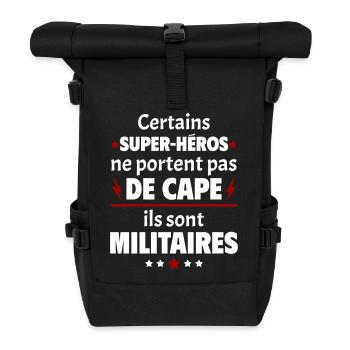 Certains super-héros sont militaires, cadeau noël - Sac à dos roll top - noir - Devant