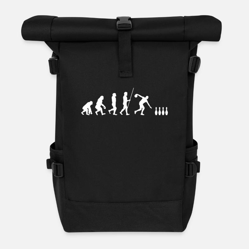 Evolution Des Menschen Zum Kegeln - Rolltop Rucksack - Schwarz