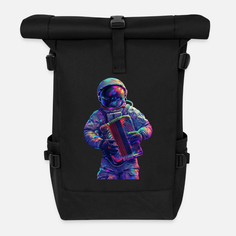 Astronaut Akkordeon - Rolltop Rucksack - Schwarz