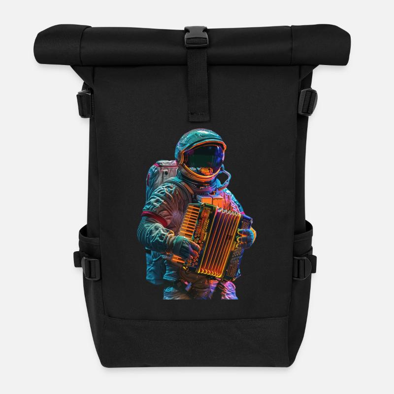 Astronaut Akkordeon - Rolltop Rucksack - Schwarz