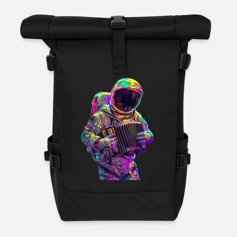 Astronaut Akkordeon - Rolltop Rucksack - Schwarz