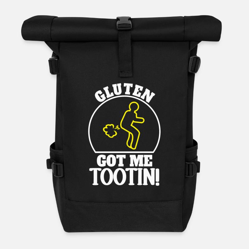 Gluten Got Me Tootin Humorous Saying for - Roll Top Backpack - black