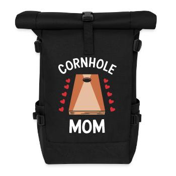 Cornhole Spruch Mama Lustiges Cornhole Geschenk - Rolltop Rucksack - Schwarz - Vorne