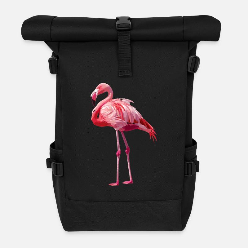 Flamingos Flamingo - Roll Top Backpack - black