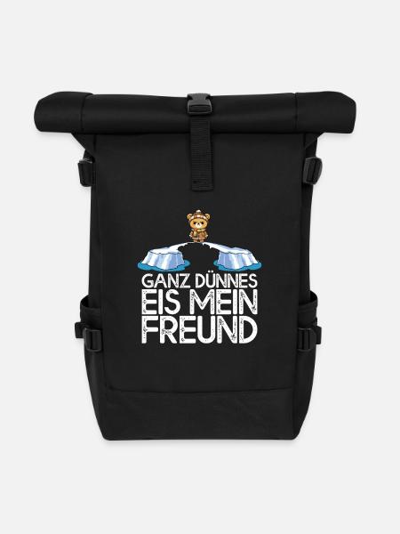 Ganz dünnes Eis mein Freund Teddybär Eisscholle - Rolltop Rucksack - Schwarz