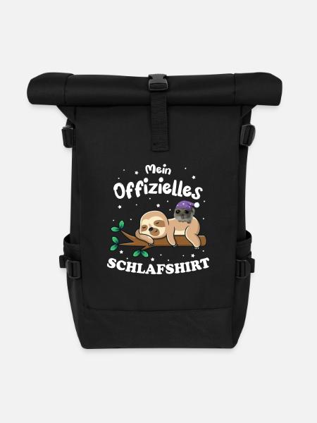 Mein Offizielles Schlafshirt Faultier Hamster - Rolltop Rucksack - Schwarz