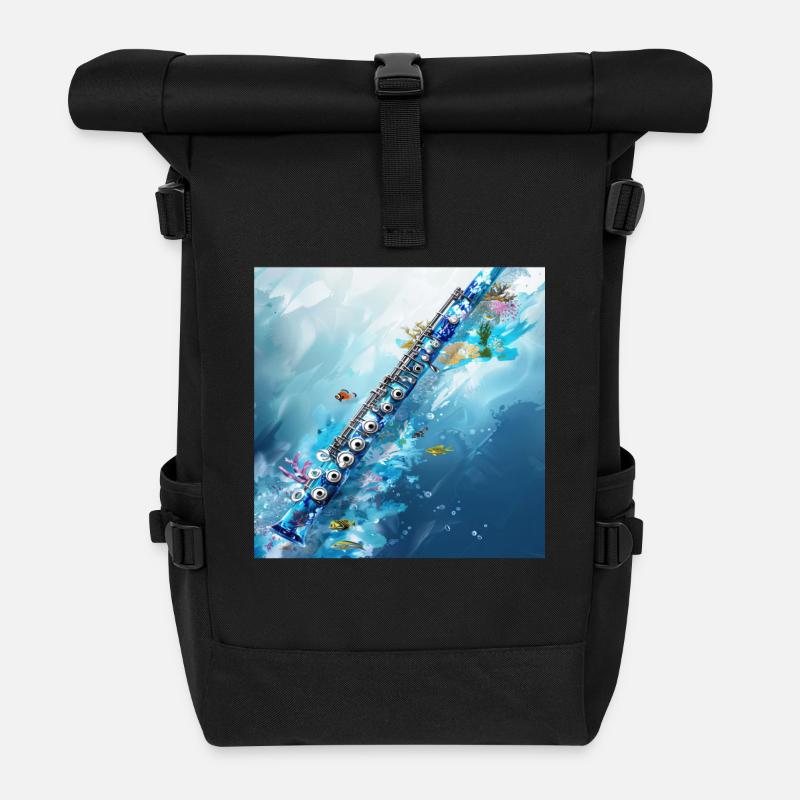 Fisch Flöte - Rolltop Rucksack - Schwarz