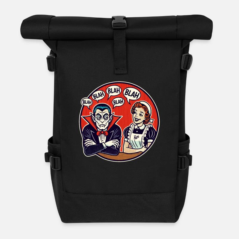 Vampir genervt von Frau und Dienstmädchen: Bla Bla - Rolltop Rucksack - Schwarz