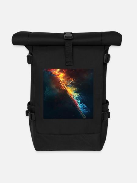 Querflöte - Rolltop Rucksack - Schwarz