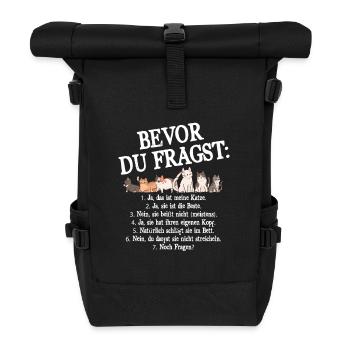 Bevor Du Fragst Das Ist Meine Katze - Rolltop Rucksack - Schwarz - Vorne