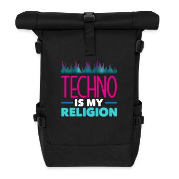 Techno Lover: Techno Ist Meine Religion - Rolltop Rucksack - Schwarz - Vorne