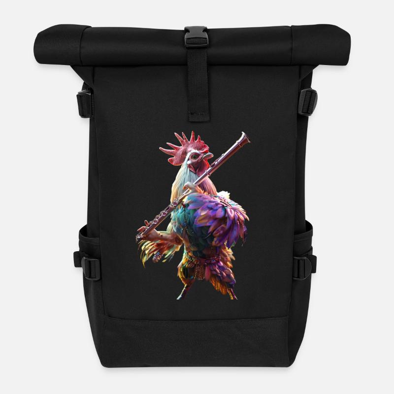 Hahn Flöte - Rolltop Rucksack - Schwarz