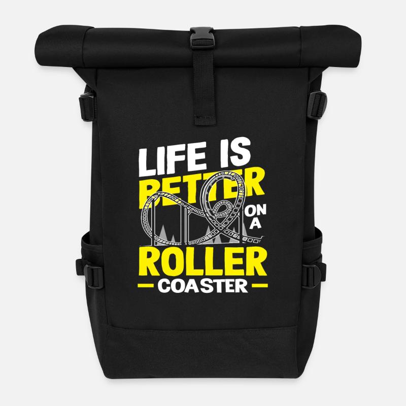 Achterbahn Leben Ist Besser Auf Einer Achterbahn - Rolltop Rucksack - Schwarz
