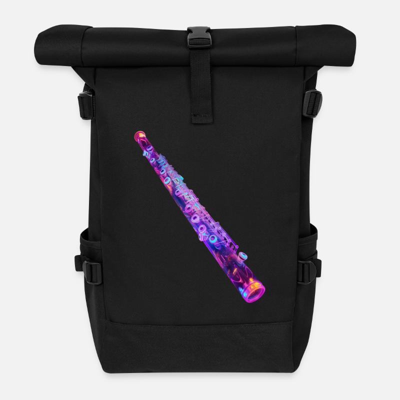 Flûte traversière - Sac à dos roll top - noir