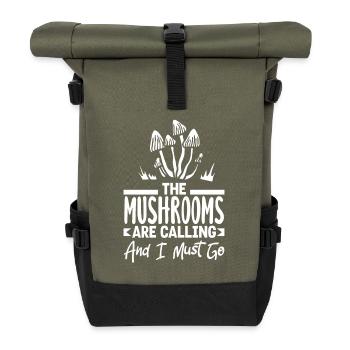 Die Pilze Rufen Und Ich Muss Gehen Pilzsammler - Rolltop Rucksack - Olive/Schwarz - Vorne