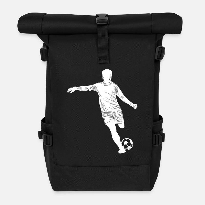 Fußball - Rolltop Rucksack - Schwarz