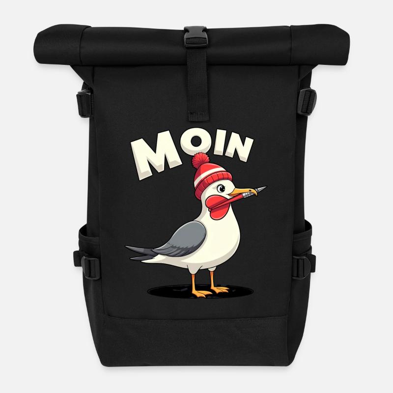 Moin Möwe - Rolltop Rucksack - Schwarz