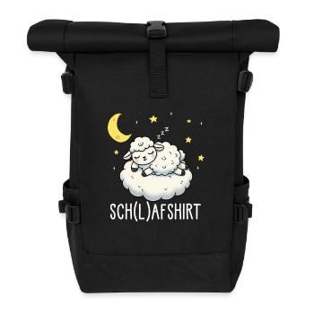 Schaf Schlafshirt Pyjama Shirt für Gute Nacht - Rolltop Rucksack - Schwarz - Vorne