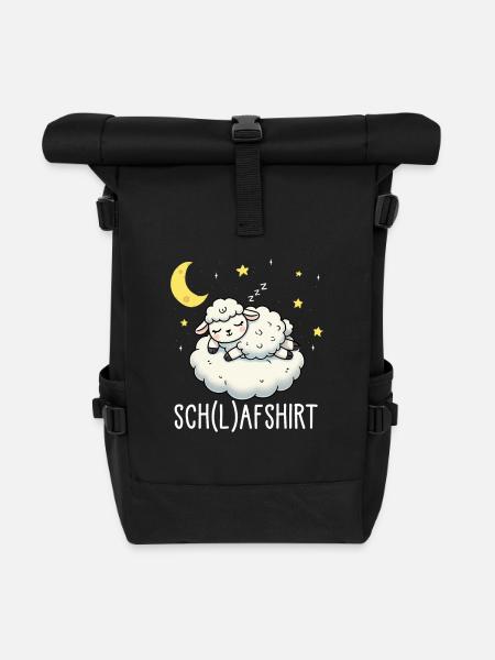 Schaf Schlafshirt Pyjama Shirt für Gute Nacht - Rolltop Rucksack - Schwarz