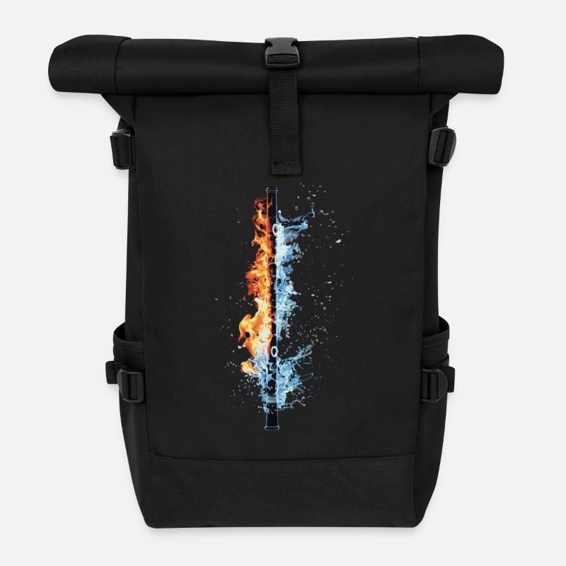 Querflöte - Rolltop Rucksack - Schwarz