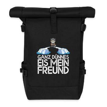 Ganz dünnes Eis mein Freund Katze Eisscholle - Rolltop Rucksack - Schwarz - Vorne