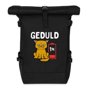 Geduld 1% Katze Bürohumor - Rolltop Rucksack - Schwarz - Vorne