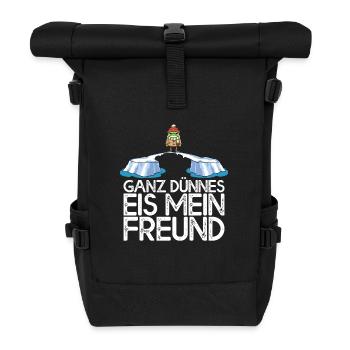 Ganz dünnes Eis mein Freund Frosch Eisscholle - Rolltop Rucksack - Schwarz - Vorne