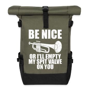 Lustige Trompete Männer Frauen Trompeter Trompeter Spieler - Rolltop Rucksack - Olive/Schwarz - Vorne
