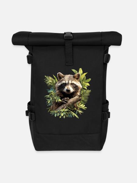 Waschbären Waschbär - Rolltop Rucksack - Schwarz