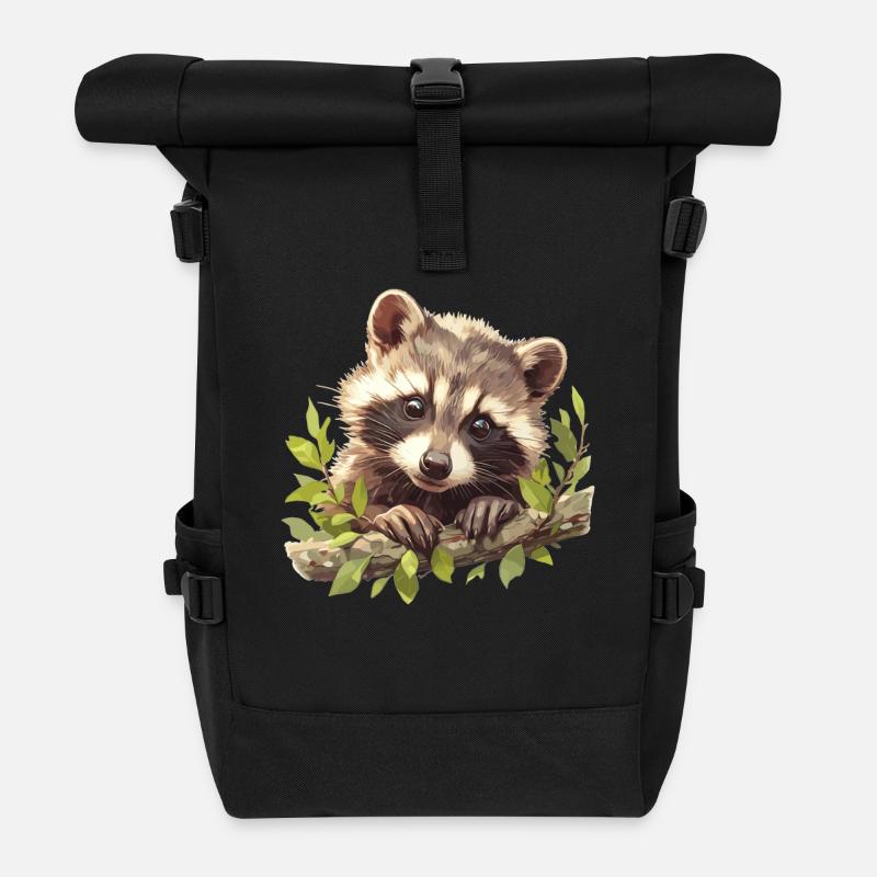 Waschbären Waschbär - Rolltop Rucksack - Schwarz
