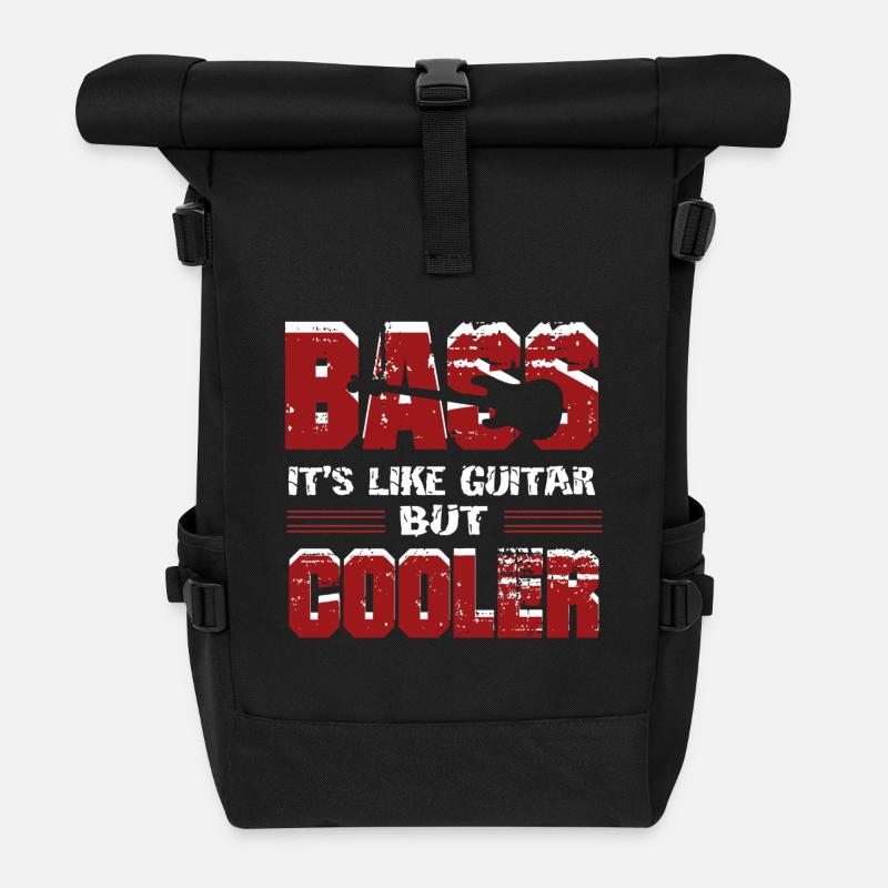 Bass Guitar It's Like Guitar But Cooler - Roll Top Backpack - black