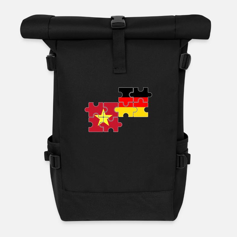 Vietnam Germany Flag German Vietnamese - Roll Top Backpack - black