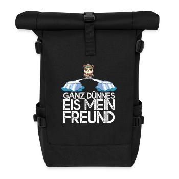 Ganz dünnes Eis mein Freund Hamster auf Eisscholle - Rolltop Rucksack - Schwarz - Vorne