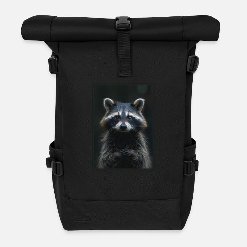 Waschbären Waschbär - Rolltop Rucksack - Schwarz