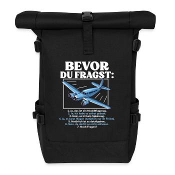 Bevor Du Fragst Modellflugzeug Modellbau - Rolltop Rucksack - Schwarz - Vorne