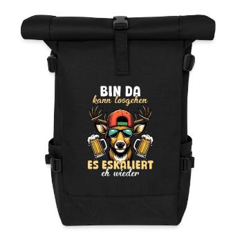Bin Da Eskaliert Eh Wieder Bier Party Hirsch - Rolltop Rucksack - Schwarz - Vorne