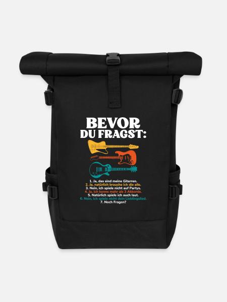 Bevor Du Fragst Gitarren Musiker Gitarrist - Rolltop Rucksack - Schwarz