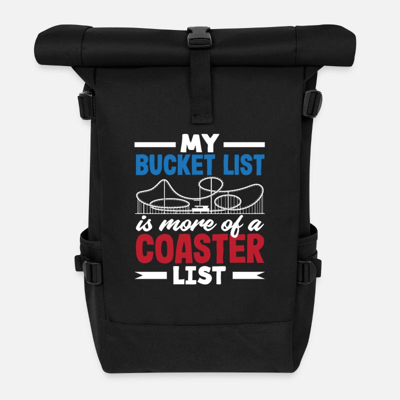 Meine Achterbahn Bucket List - Rolltop Rucksack - Schwarz