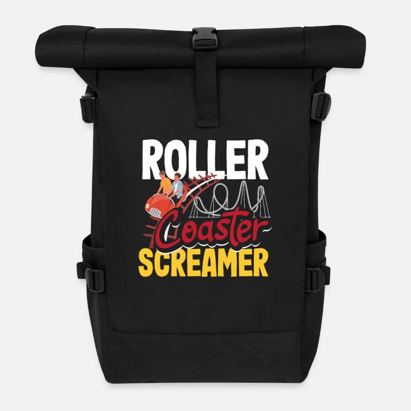 Achterbahn Schrei-Abenteuer - Rolltop Rucksack - Schwarz