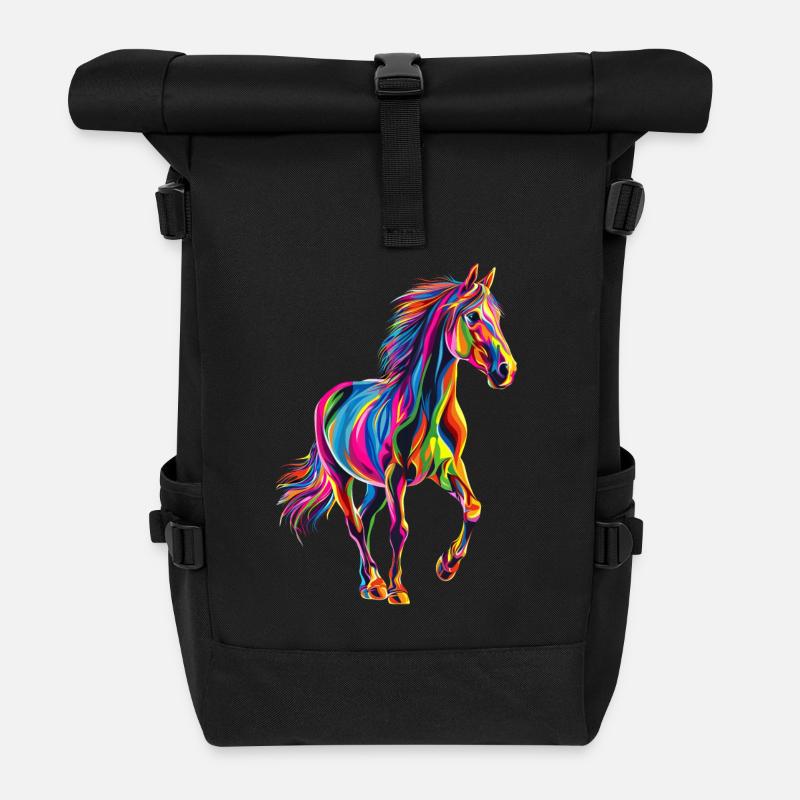 Pferd - Rolltop Rucksack - Schwarz