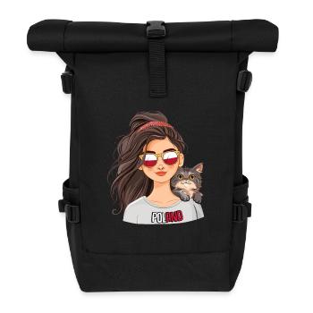 Polen Fan Girl mit Katze Fußball Katzenliebhaber - Rolltop Rucksack - Schwarz - Vorne
