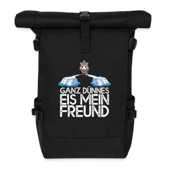 Ganz dünnes Eis mein Freund Einhorn auf Eisscholle - Rolltop Rucksack - Schwarz - Vorne