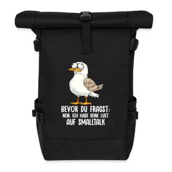 Bevor Du Fragst Nein Keine Lust Auf Smalltalk Möwe - Rolltop Rucksack - Schwarz - Vorne