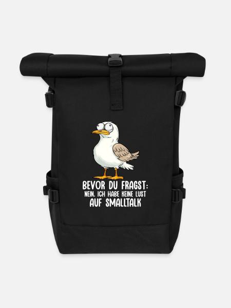 Bevor Du Fragst Nein Keine Lust Auf Smalltalk Möwe - Rolltop Rucksack - Schwarz