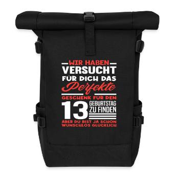 13. Geburtstag Perfektes Geschenk - Rolltop Rucksack - Schwarz - Vorne