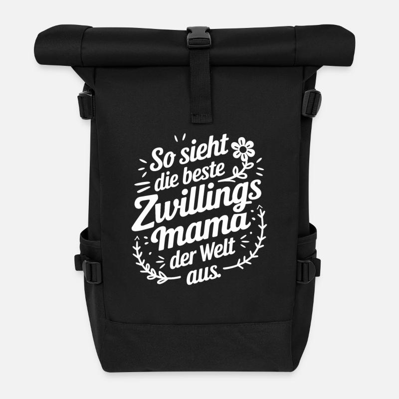 Zwillingsmama - Rolltop Rucksack - Schwarz