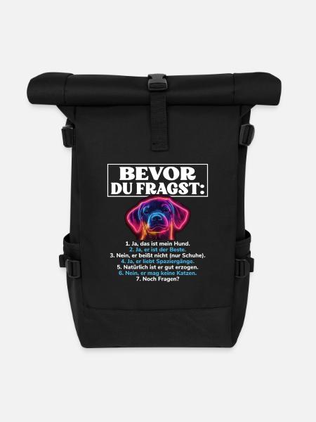 Bevor Du Fragst Das Ist Mein Hund - Rolltop Rucksack - Schwarz