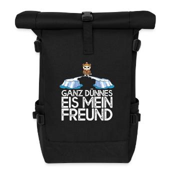 Ganz dünnes Eis mein Freund Katze Eisscholle - Rolltop Rucksack - Schwarz - Vorne