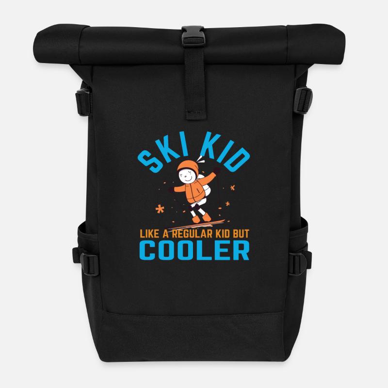 Ski Kid - Roll Top Backpack - black